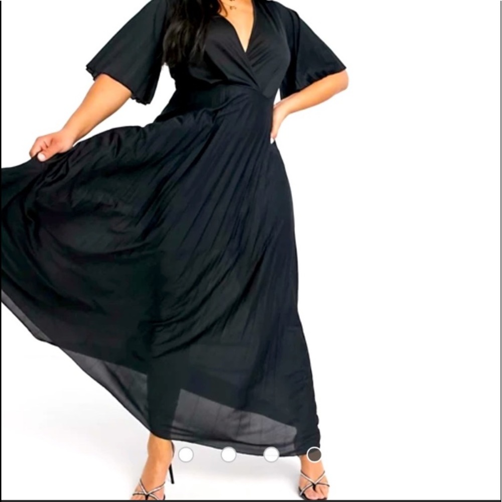 ASOS Black kimono sleeve dress with pleats